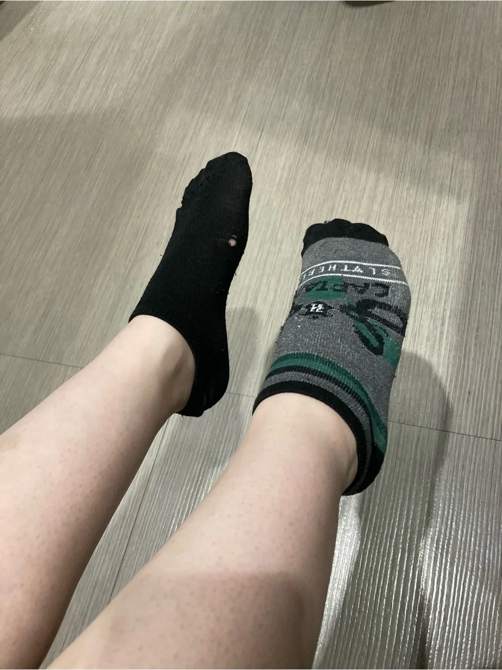 Men's Low-Cut Black & Gray Athletic Socks with Green Stripe